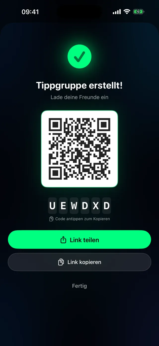 Tippr Einladungs-QR-Code – Freunde zur Tipprunde einladen